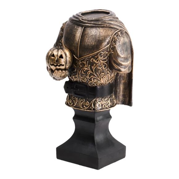 Halloween 14in LED Bronze Headless Knight Bust Light Up Spooky Night Decor New